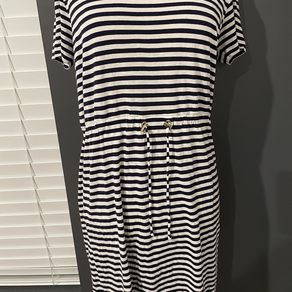 H&M navy and white striped dress